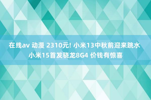 在线av 动漫 2310元! 小米13中秋前迎来跳水 小米15首发骁龙8G4 价钱有惊喜