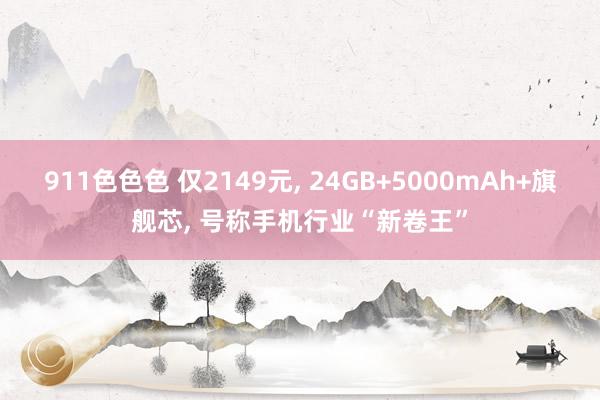 911色色色 仅2149元， 24GB+5000mAh+旗舰芯， 号称手机行业“新卷王”