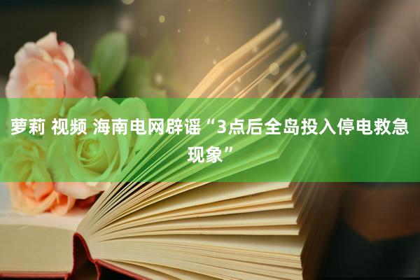 萝莉 视频 海南电网辟谣“3点后全岛投入停电救急现象”