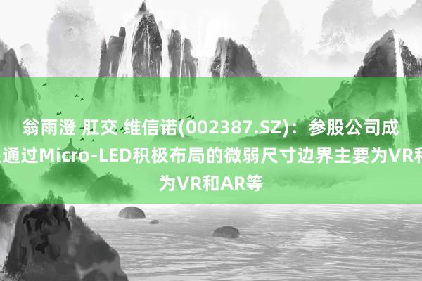 翁雨澄 肛交 维信诺(002387.SZ)：参股公司成齐辰显通过Micro-LED积极布局的微弱尺寸边界主要为VR和AR等