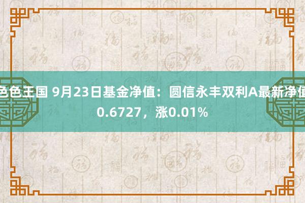 色色王国 9月23日基金净值：圆信永丰双利A最新净值0.6727，涨0.01%