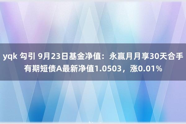 yqk 勾引 9月23日基金净值：永赢月月享30天合手有期短债A最新净值1.0503，涨0.01%