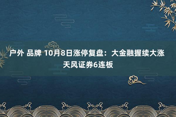 户外 品牌 10月8日涨停复盘：大金融握续大涨 天风证券6连板