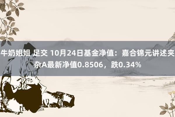 牛奶姐姐 足交 10月24日基金净值：嘉合锦元讲述夹杂A最新净值0.8506，跌0.34%