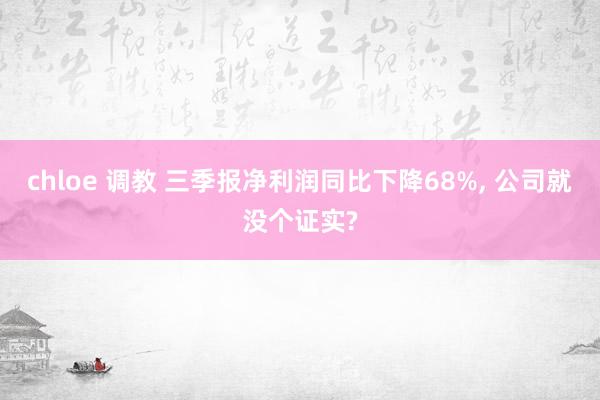 chloe 调教 三季报净利润同比下降68%， 公司就没个证实?