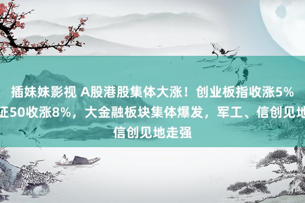 插妹妹影视 A股港股集体大涨！创业板指收涨5%，北证50收涨8%，大金融板块集体爆发，军工、信创见地走强