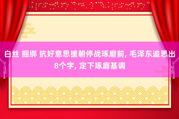 白丝 捆绑 抗好意思援朝停战琢磨前， 毛泽东追思出8个字， 定下琢磨基调