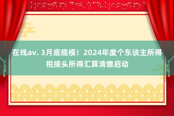 在线av. 3月底规模！2024年度个东谈主所得税接头所得汇算清缴启动