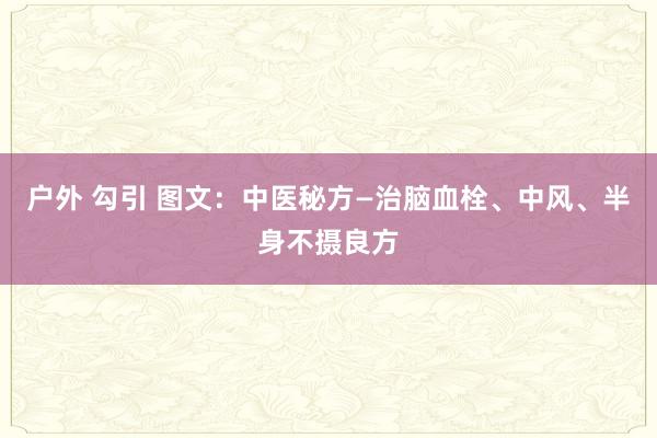 户外 勾引 图文：中医秘方—治脑血栓、中风、半身不摄良方