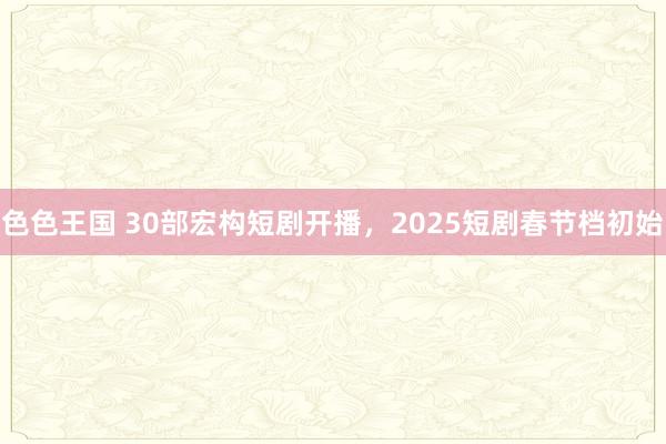 色色王国 30部宏构短剧开播，2025短剧春节档初始